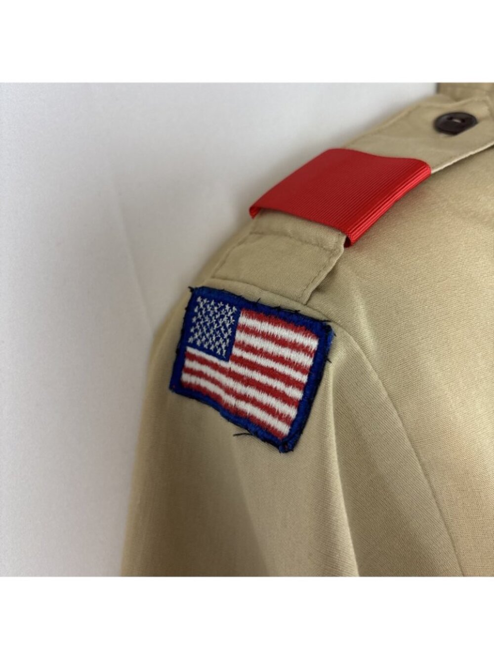 Boy Scouts of America BSA Shirt Medium Tan Sewn Patches Leadership Corp Trained - Picture 5 of 6